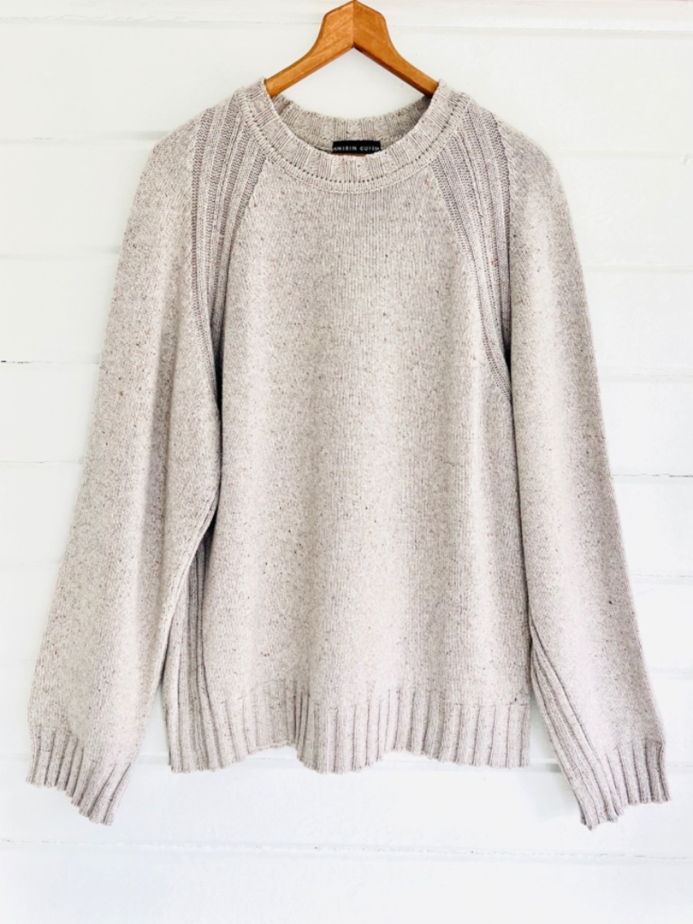 SHIRIN GUILD Oversized Cotton/Silk/Cashmere Crew Neck Sweater in Oatmeal - O/S